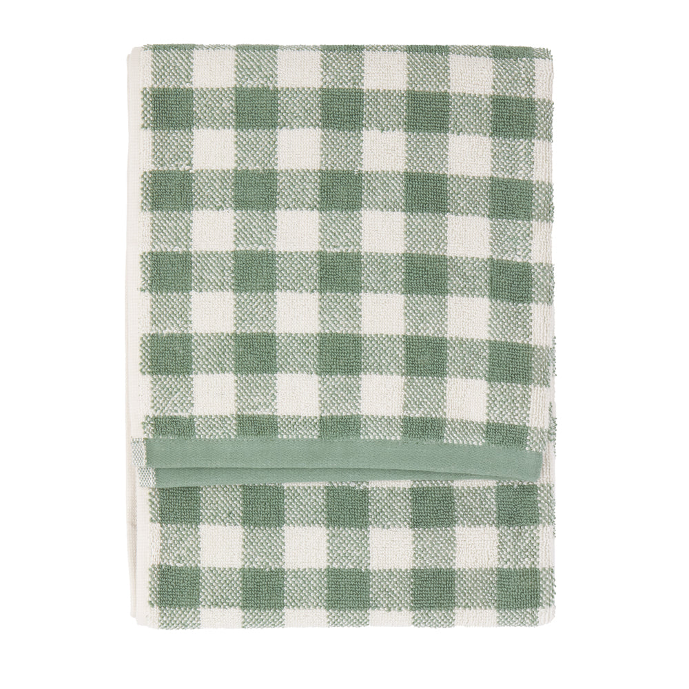 Check Green Bathroom - Barton Gingham Check Towels Forest Yard