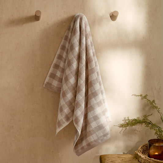 Check Cream Bathroom - Barton Gingham Check Towels Natural Yard