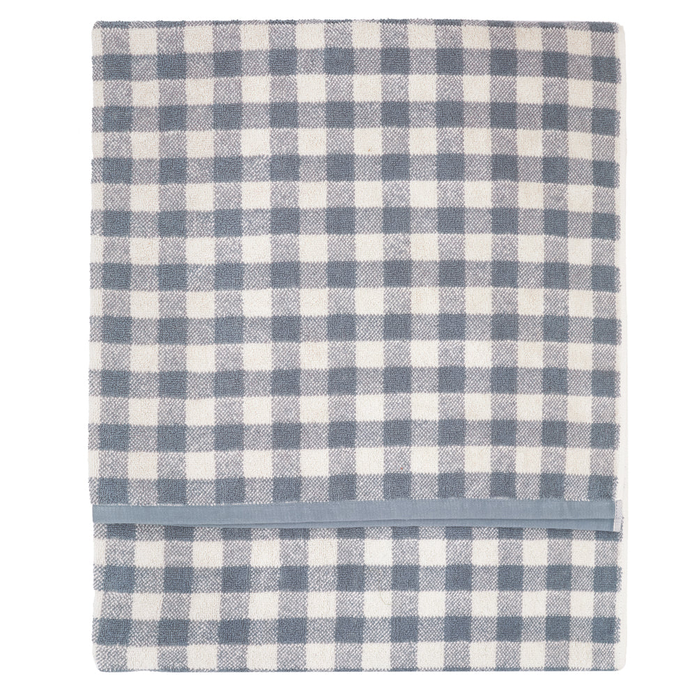 Check Blue Bathroom - Barton Gingham Check Towels Denim Blue Yard