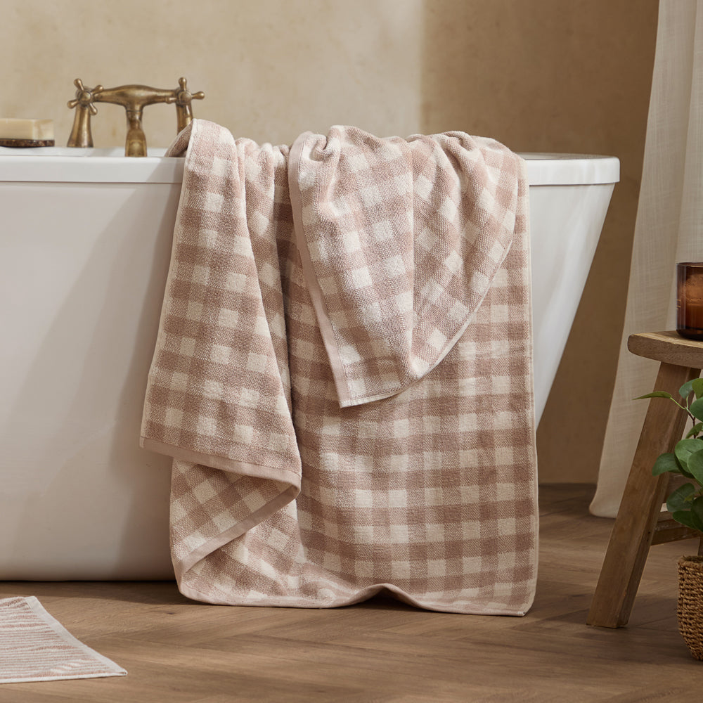 Check Cream Bathroom - Barton Gingham Check Towels Natural Yard