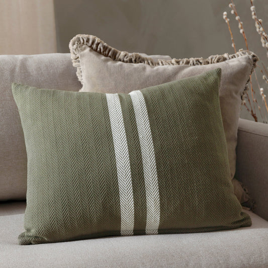 Striped Green Cushions - Benton Cotton Polyester Filled Cushion Khaki Yard