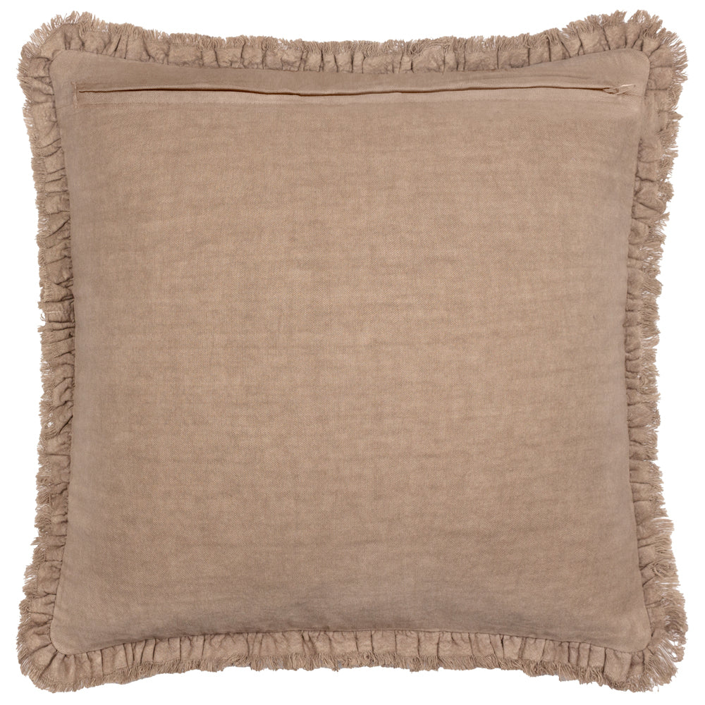 Plain Brown Cushions - Bertie Washed Cotton Velvet Polyester Filled Cushion Chocolate Yard