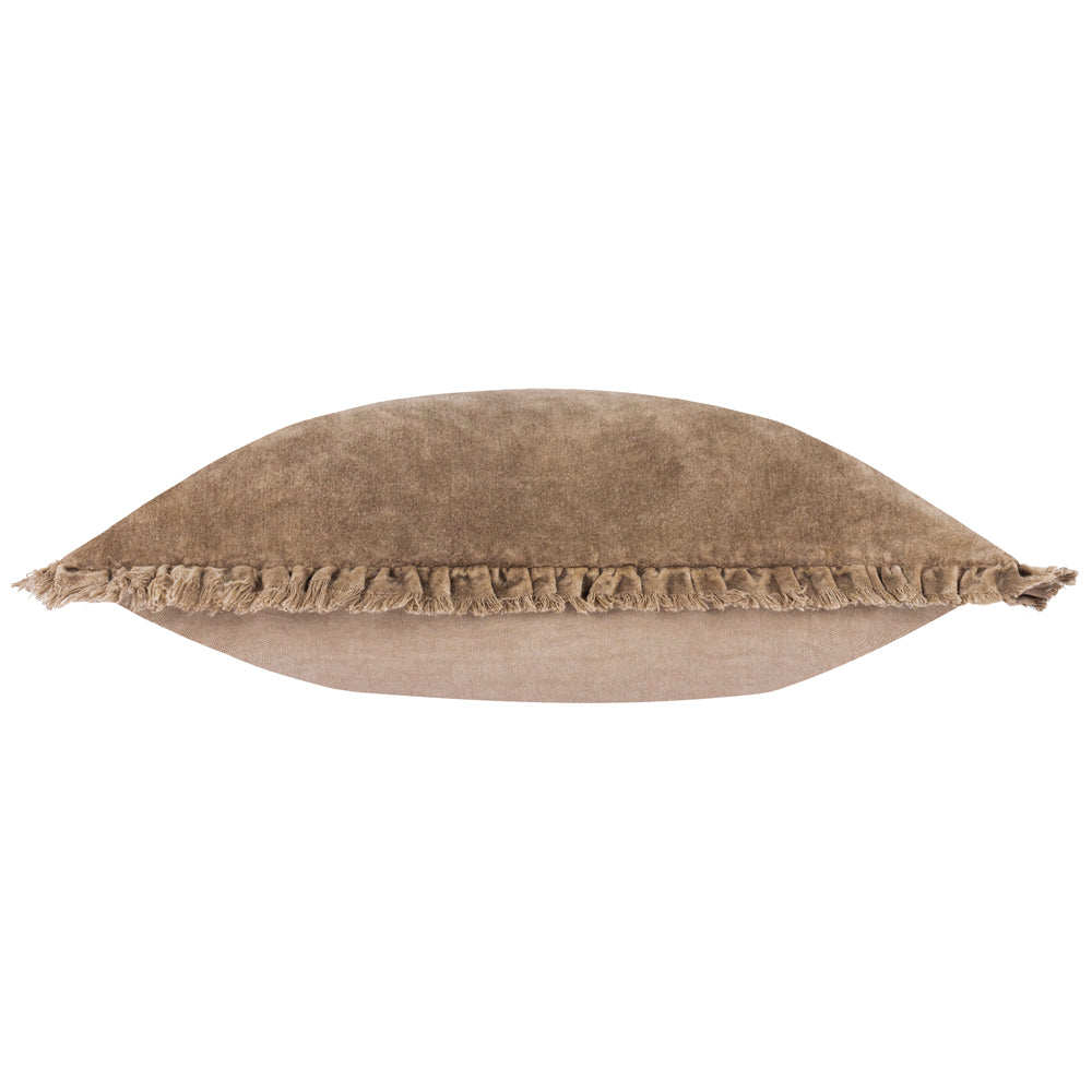 Plain Brown Cushions - Bertie Washed Cotton Velvet Polyester Filled Cushion Chocolate Yard