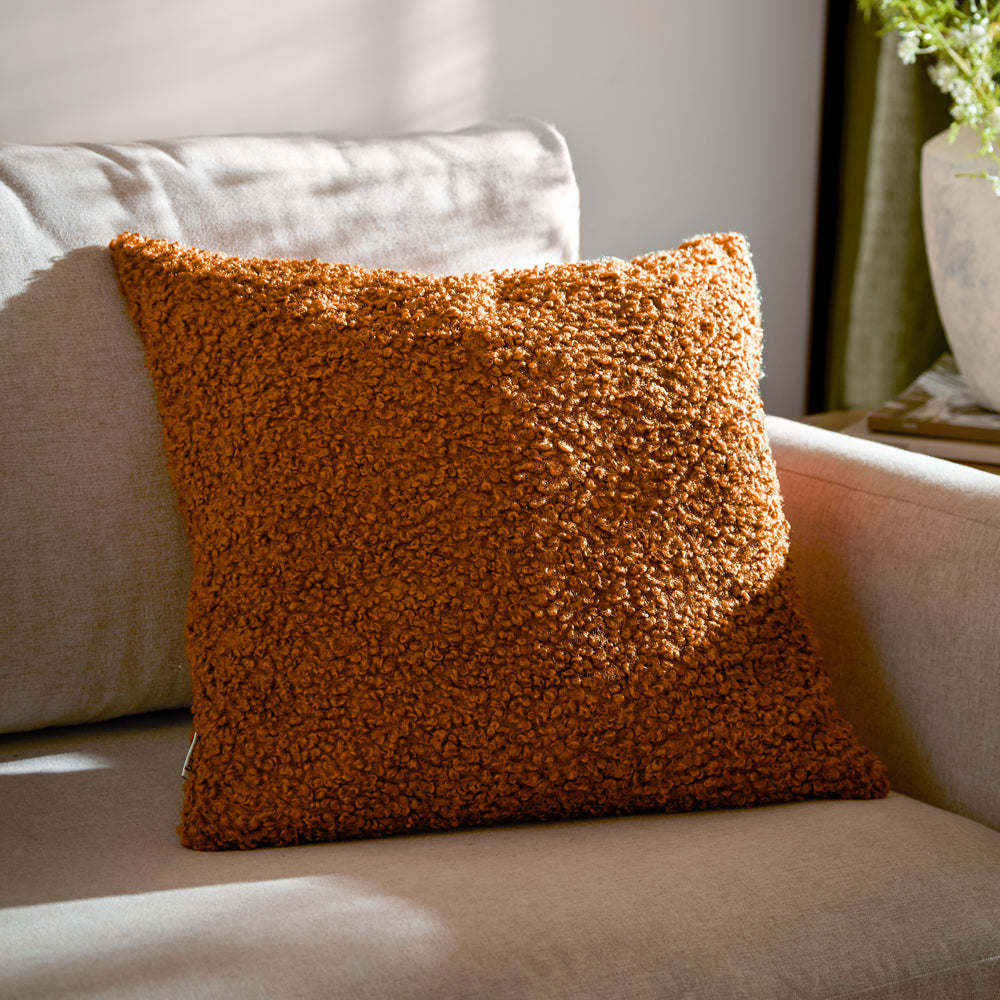 Plain Orange Cushions - Cabu Chunky Boucle Cushion Cover Ginger Yard