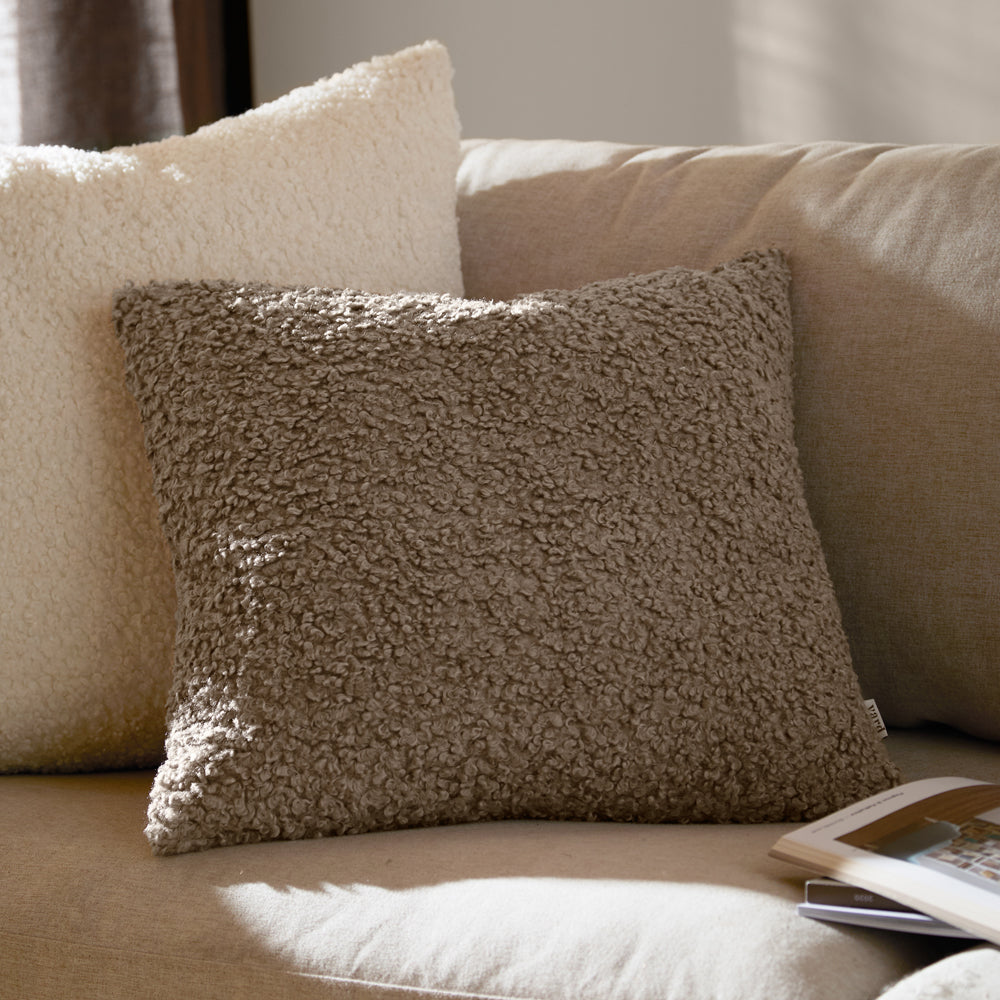 Plain Brown Cushions - Cabu Chunky Boucle Cushion Cover Taupe Yard