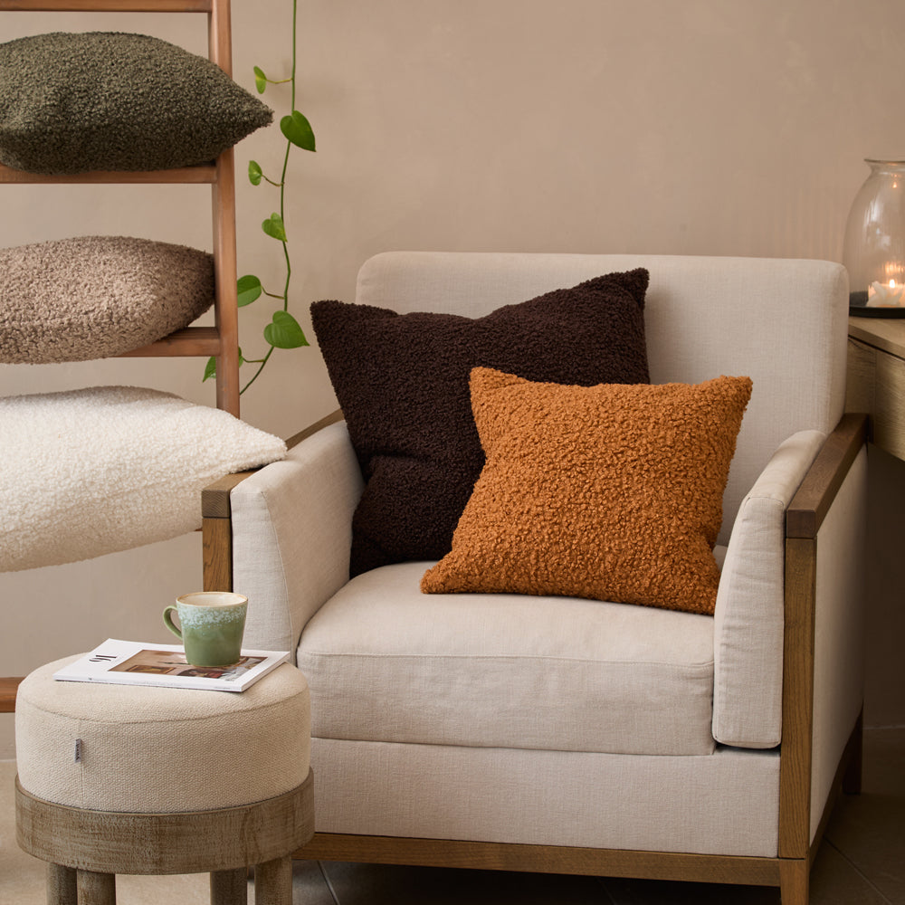 Plain Grey Cushions - Cabu Chunky Boucle Cushion Cover Taupe Yard