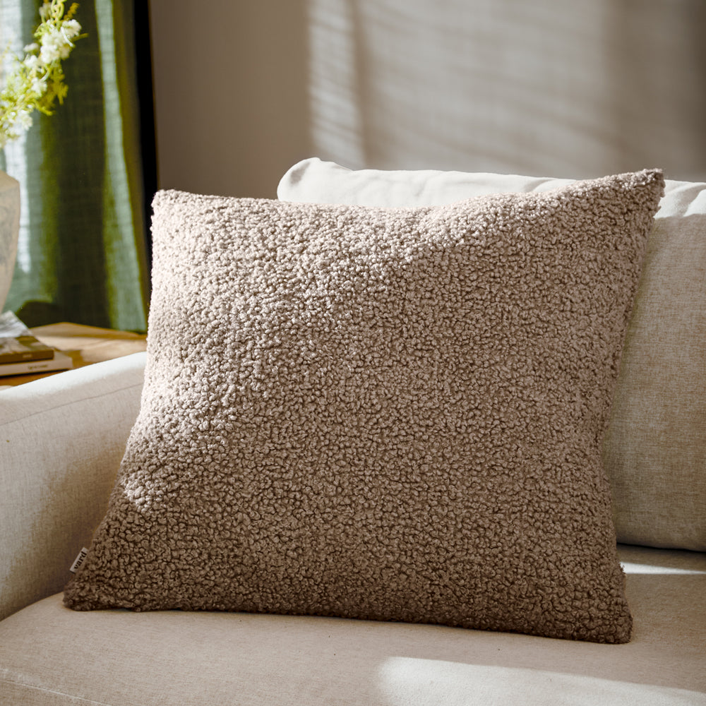 Plain Grey Cushions - Cabu Chunky Boucle Cushion Cover Taupe Yard