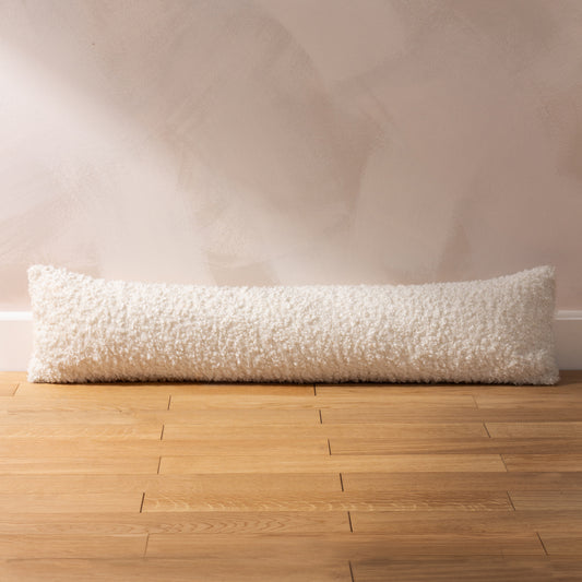 Plain Cream Cushions - Cabu Textured Boucle Draught Excluder Ecru Yard