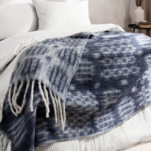 Geometric Blue Throws - Caernarforn  Throw Ink Yard