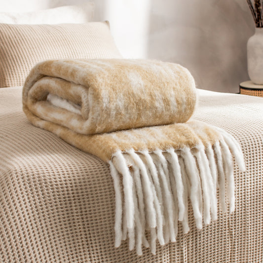Geometric Beige Throws - Caernarforn  Throw Toffee Yard