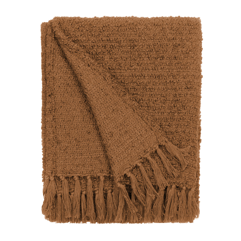 Plain Orange Throws - Candar Textured Boucle Throw Ginger Yard