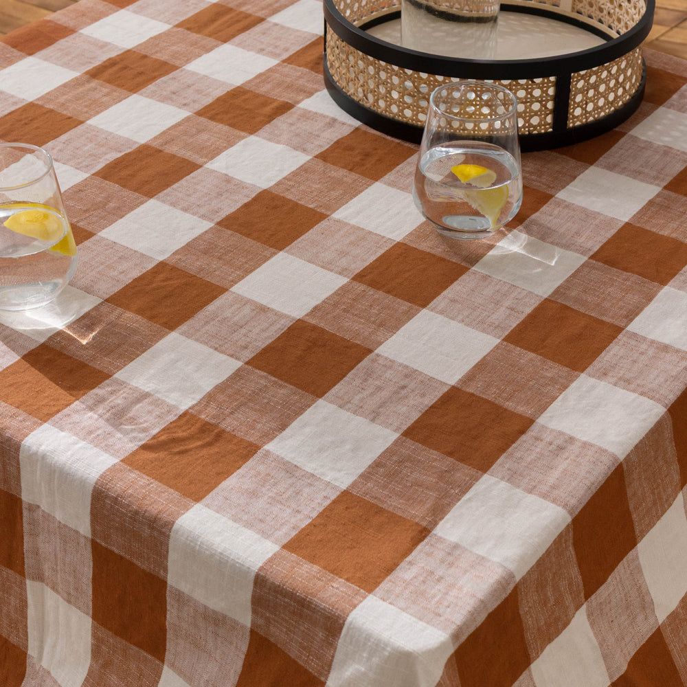 Check Cream Throws - Chesil Check Tasselled 100% Cotton  Throw Pecan Yard