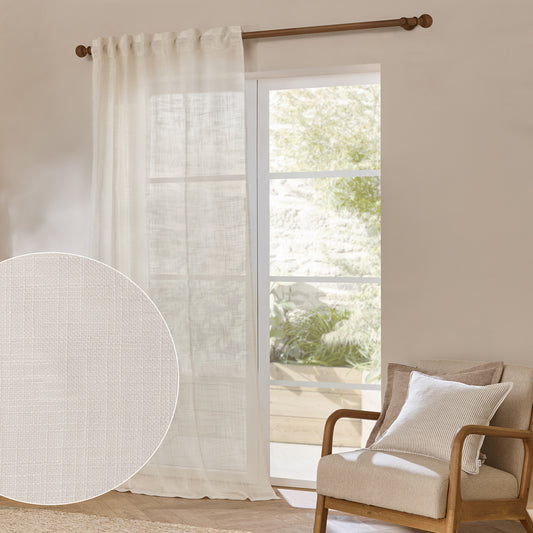 Plain Cream Curtains - Cirrus Woven Sheer Curtain Panel Pearl Yard