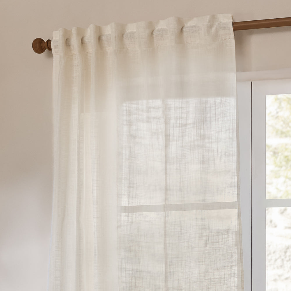 Plain Cream Curtains - Cirrus Woven Sheer Curtain Panel Pearl Yard