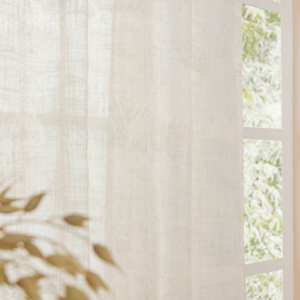 Plain Cream Curtains - Cirrus Woven Sheer Curtain Panel Pearl Yard