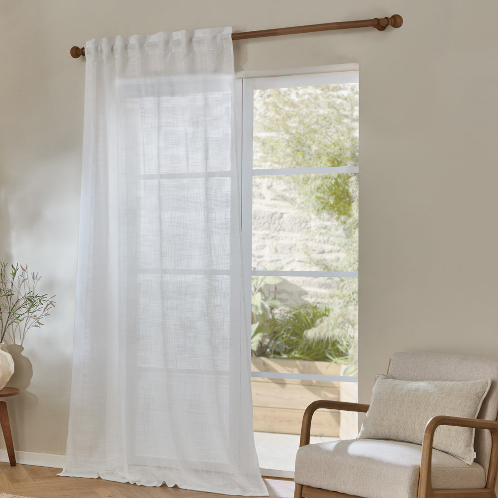 Plain White Curtains - Cirrus Woven Sheer Curtain Panel Snow Yard