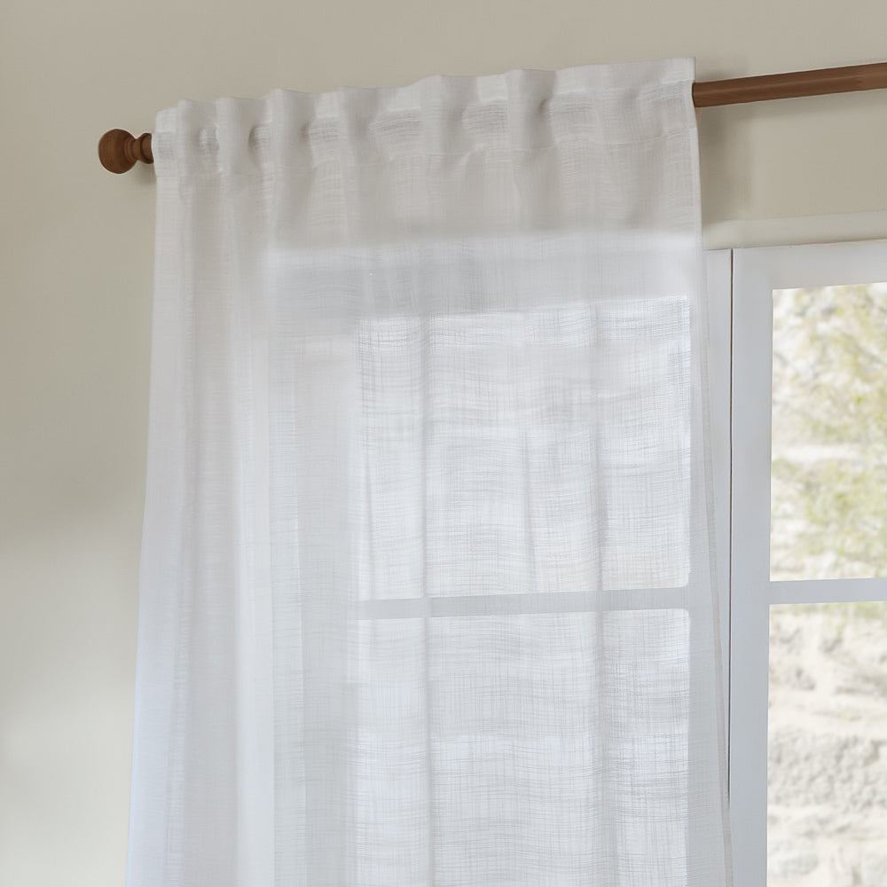 Plain White Curtains - Cirrus Woven Sheer Curtain Panel Snow Yard