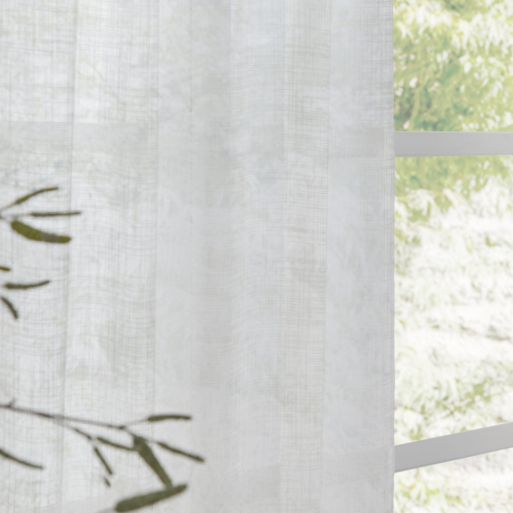 Plain White Curtains - Cirrus Woven Sheer Curtain Panel Snow Yard