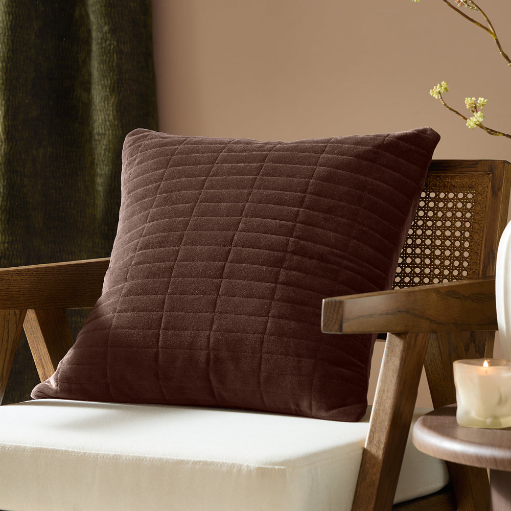 Plain Brown Cushions - Dales Quilted Cotton Velvet Cushion Cover Brown Yard