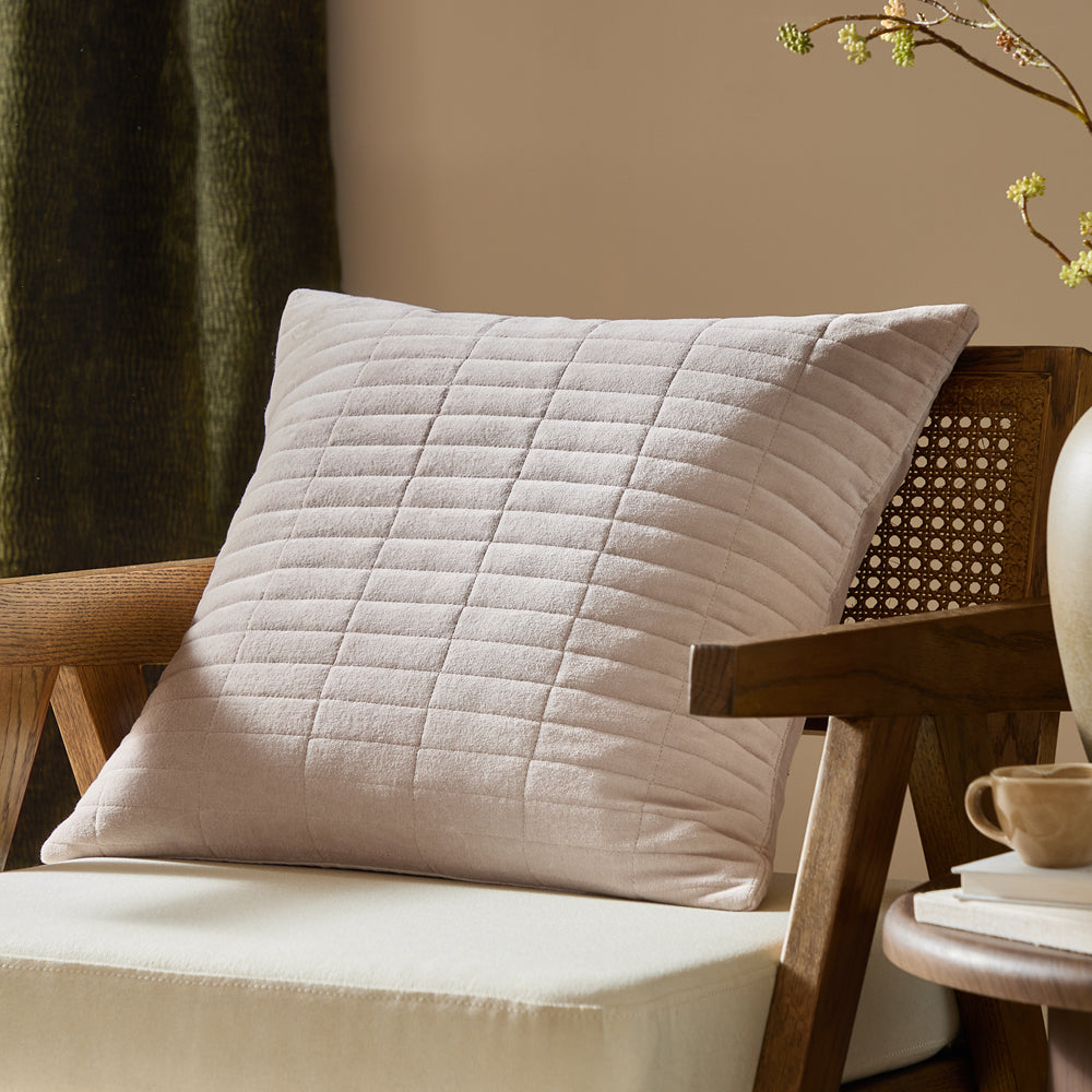 Plain Beige Cushions - Dales Quilted Cotton Velvet Cushion Cover Natural Yard