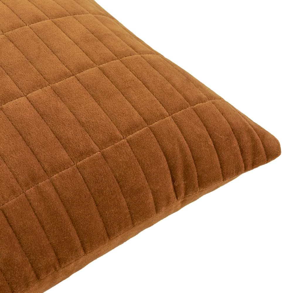 Plain Brown Cushions - Dales Quilted Cotton Velvet Cushion Cover Pecan Yard