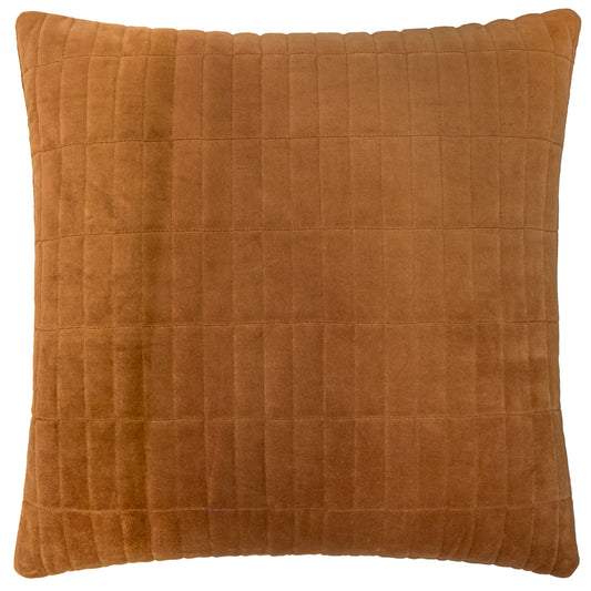 Plain Brown Cushions - Dales Quilted Cotton Velvet Fibre Filled Cushion Pecan Yard