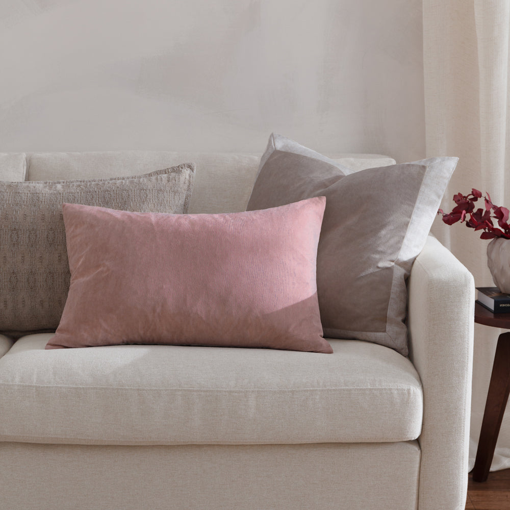 Plain Pink Cushions - Darland Velvet Polyester Filled Cushion Dusty Rose Yard