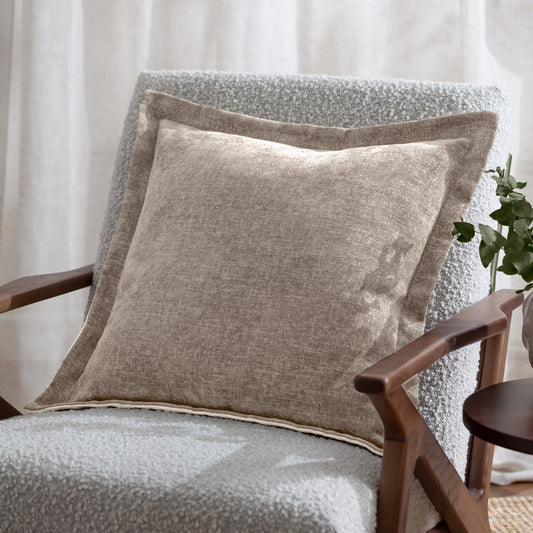 Plain Beige Cushions - Dune Chenille Polyester Filled Cushion Natural Yard