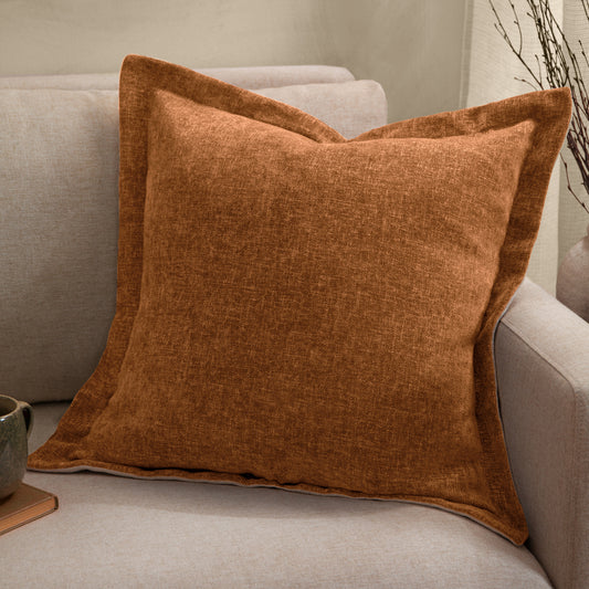 Plain Orange Cushions - Dune Chenille Polyester Filled Cushion Pecan Yard