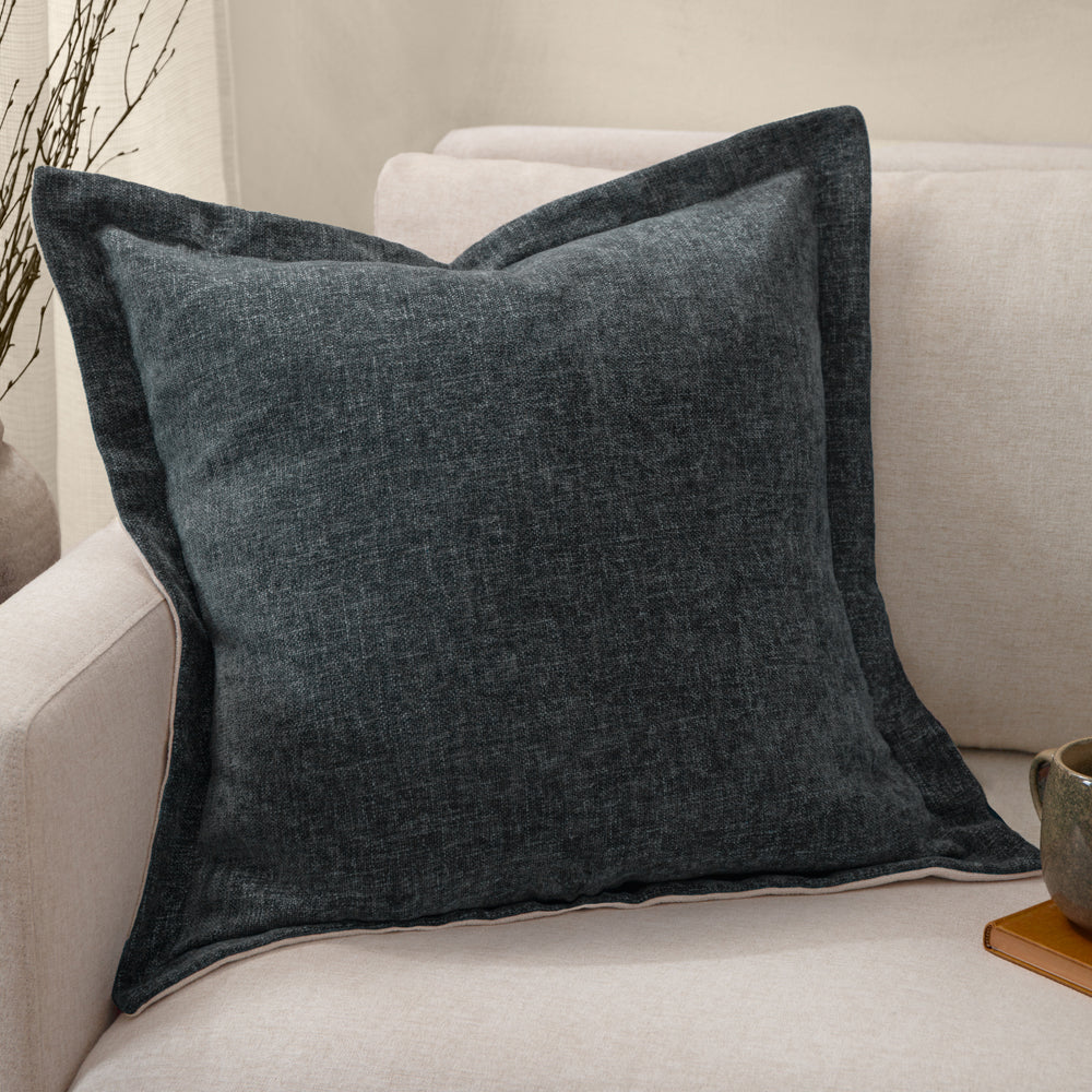 Plain Blue Cushions - Dune Chenille Polyester Filled Cushion Slate Yard