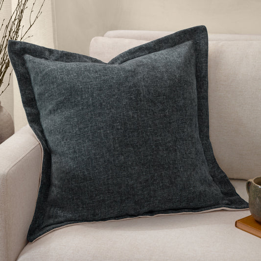 Plain Blue Cushions - Dune Chenille Polyester Filled Cushion Slate Yard