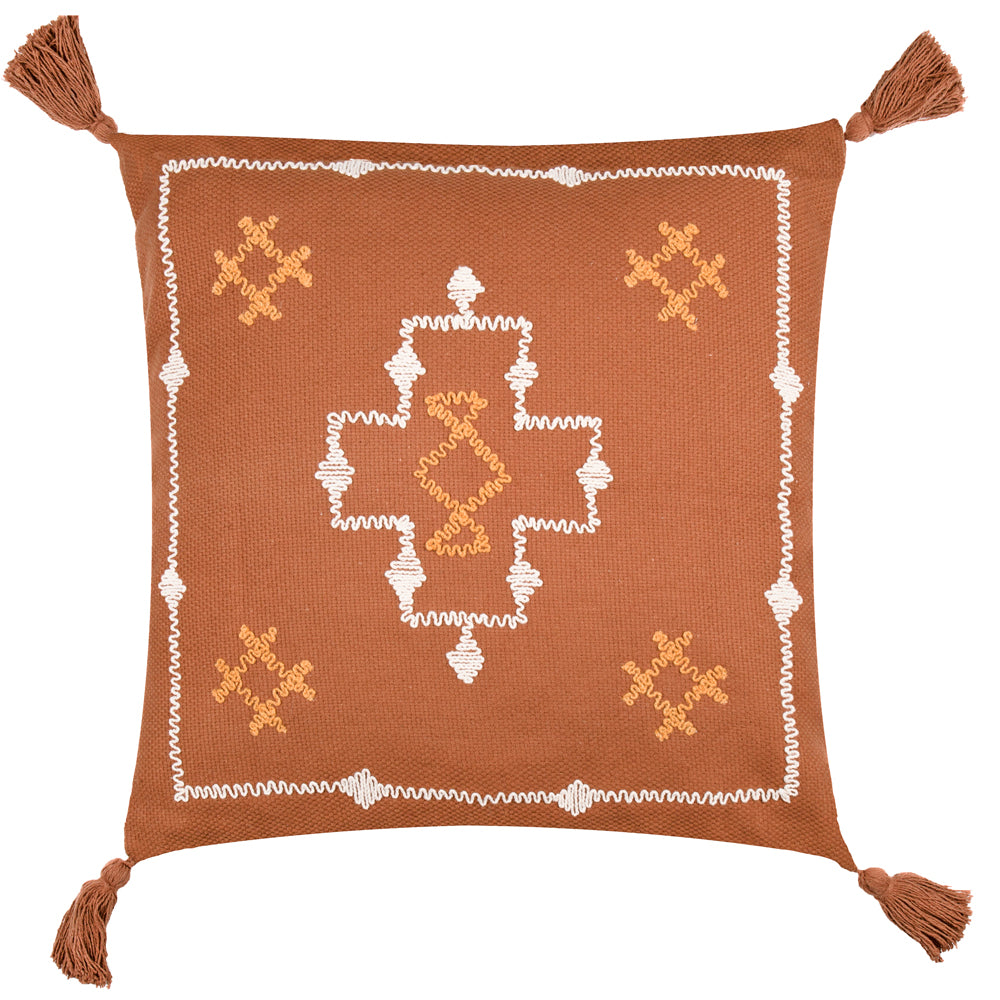 Geometric Orange Cushions - Durdle Embroidered Polyester Filled Cushion Ginger Yard