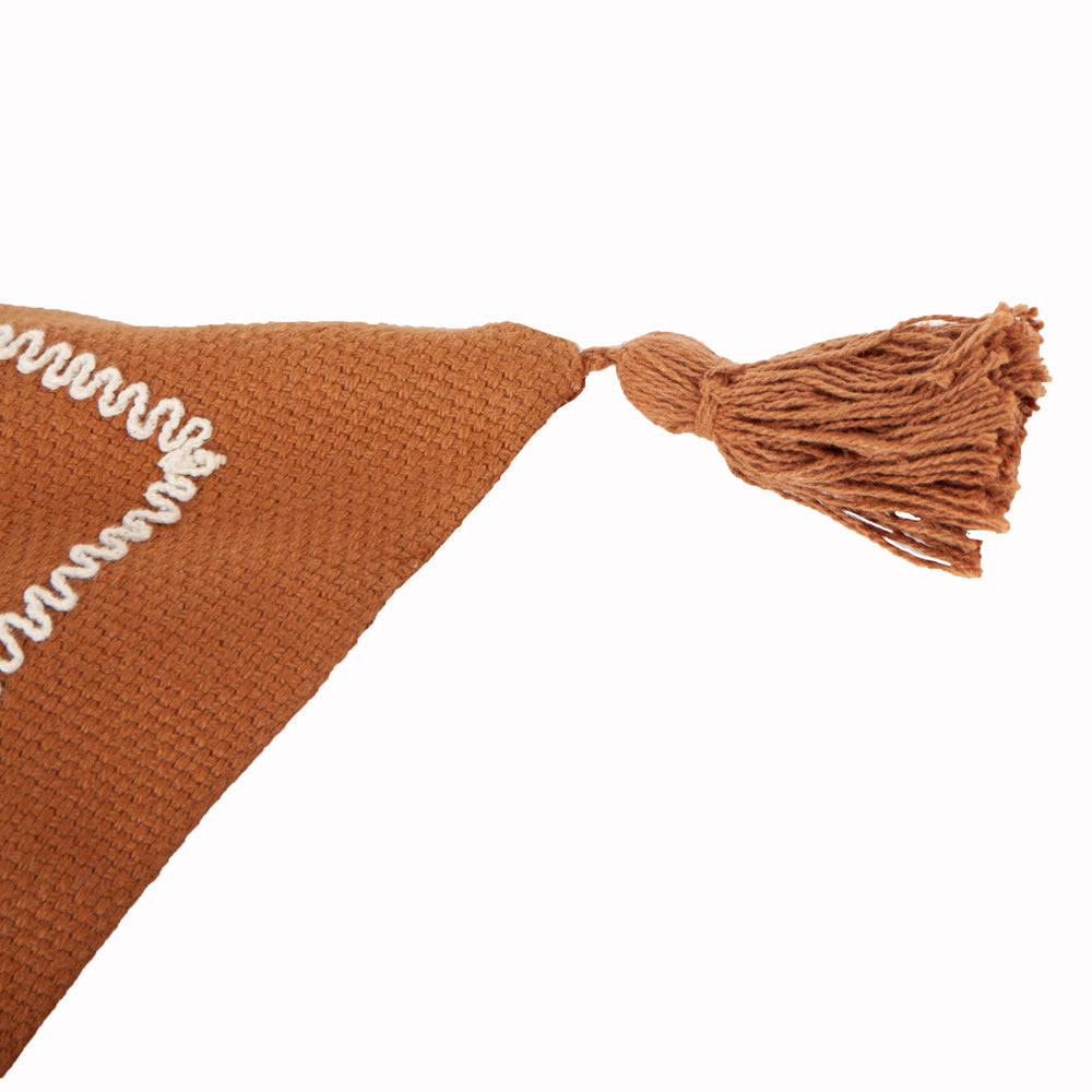 Geometric Orange Cushions - Durdle Embroidered Polyester Filled Cushion Ginger Yard