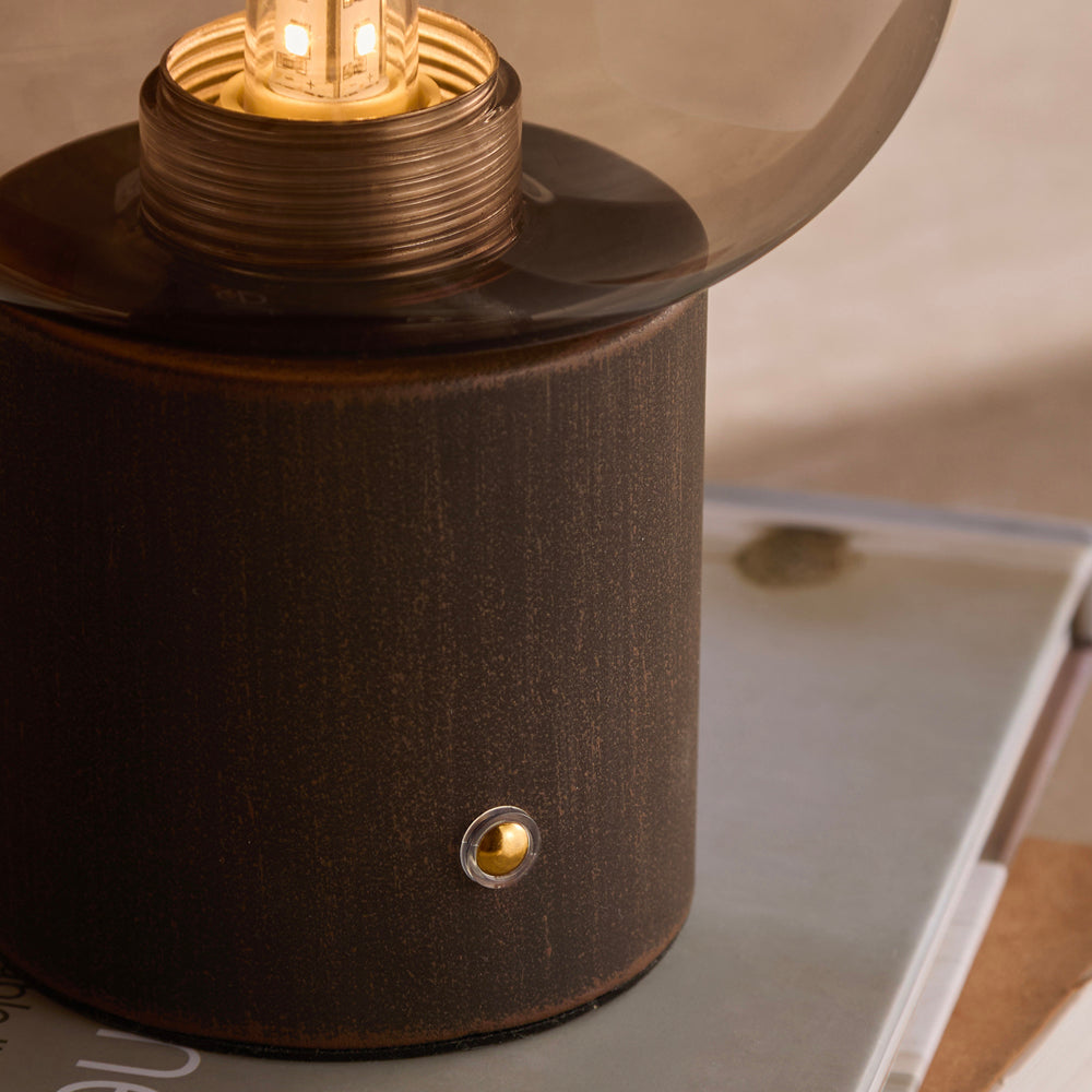 Plain Brown Lighting - Elgin Rechargeable Table Lamp Smoked Glass/Espresso Brown Yard