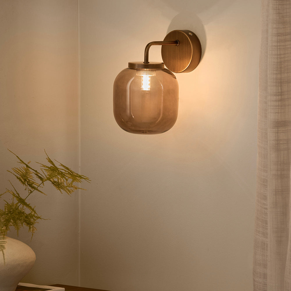 Plain Brown Lighting - Elgin Rechargeable Wall Light Smoked Glass/Espresso Brown Yard