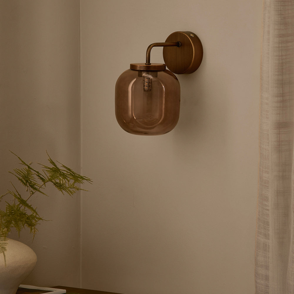 Plain Brown Lighting - Elgin Rechargeable Wall Light Smoked Glass/Espresso Brown Yard