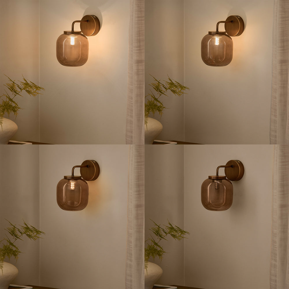 Plain Brown Lighting - Elgin Rechargeable Wall Light Smoked Glass/Espresso Brown Yard