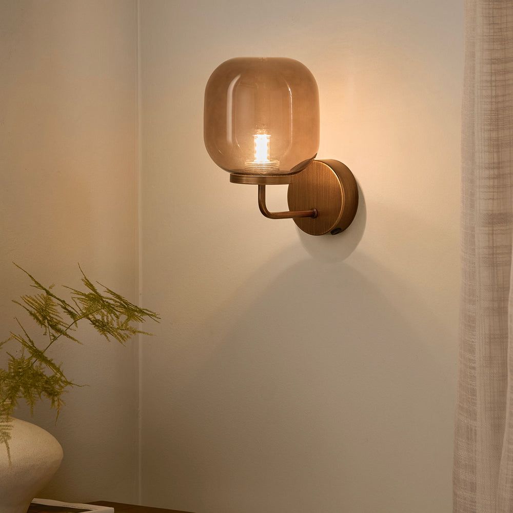 Plain Brown Lighting - Elgin Rechargeable Wall Light Smoked Glass/Espresso Brown Yard