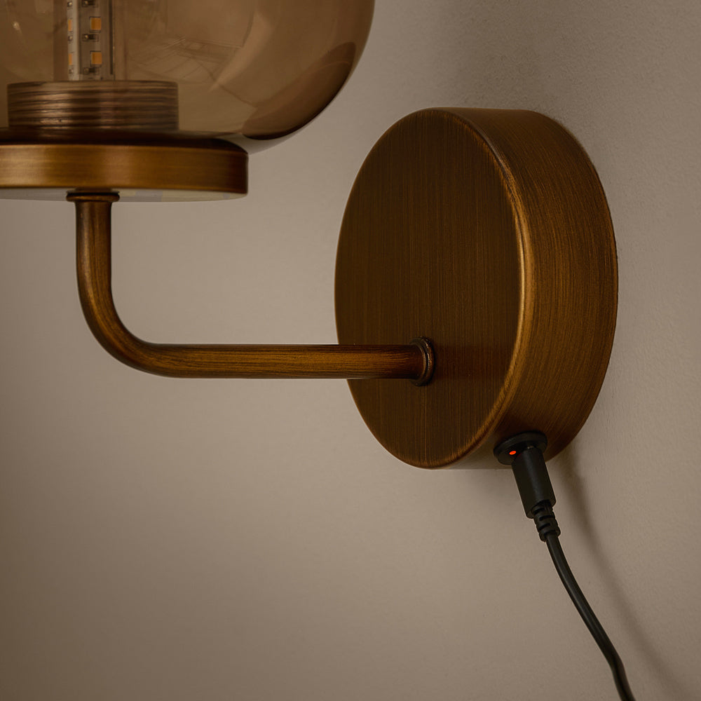 Plain Brown Lighting - Elgin Rechargeable Wall Light Smoked Glass/Espresso Brown Yard