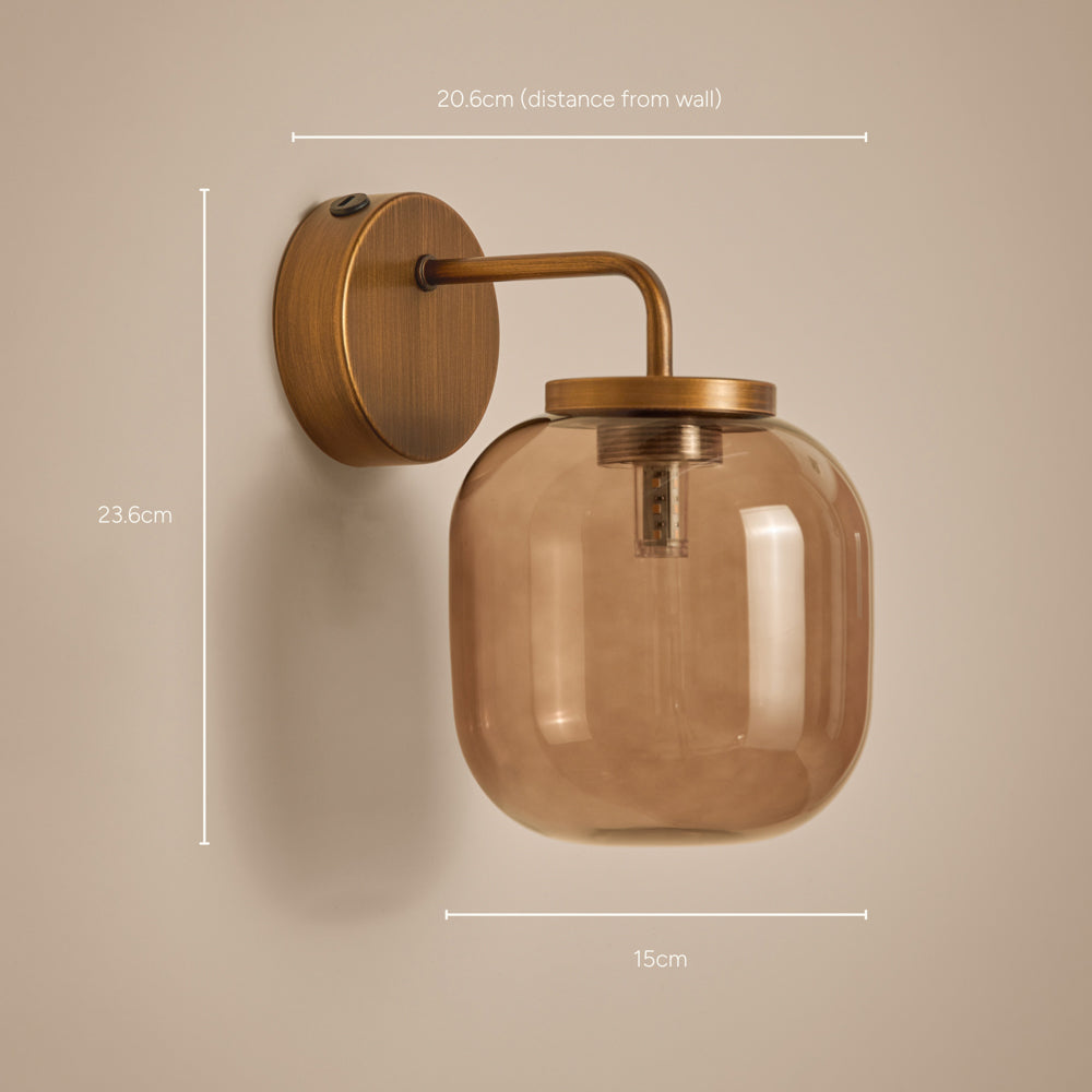 Plain Brown Lighting - Elgin Rechargeable Wall Light Smoked Glass/Espresso Brown Yard