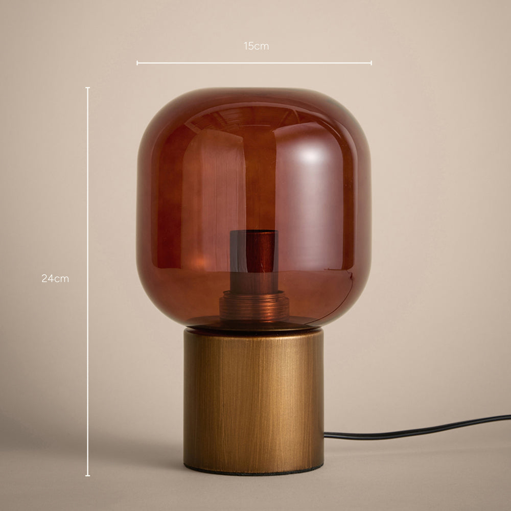Plain Brown Lighting - Elgin Wired Table Lamp Amber Glass/Aged Brass Yard