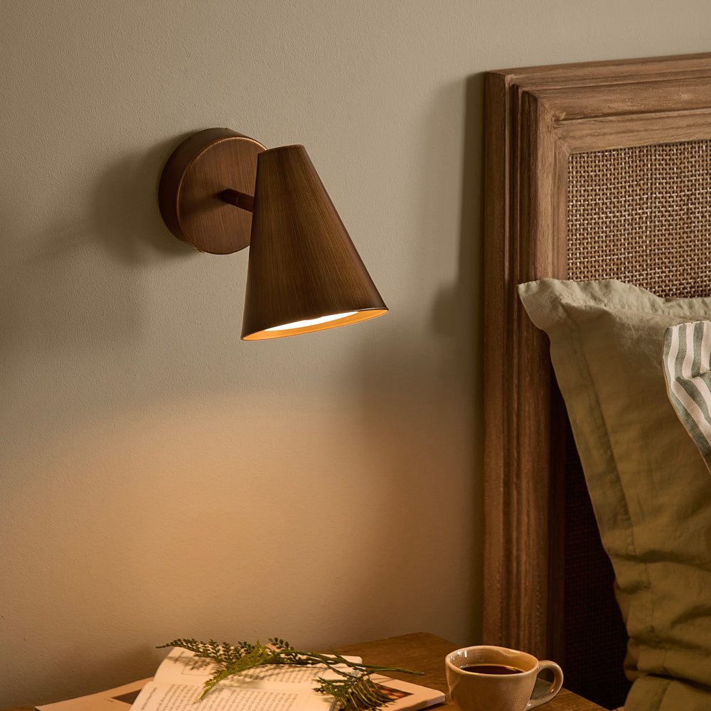 Plain Brown Lighting - Finn Narrow Rechargeable Wall Light Aged Brass Yard