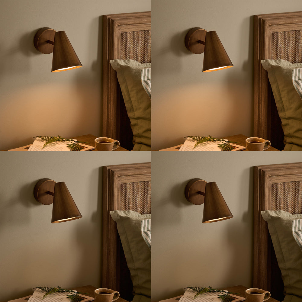 Plain Brown Lighting - Finn Narrow Rechargeable Wall Light Aged Brass Yard