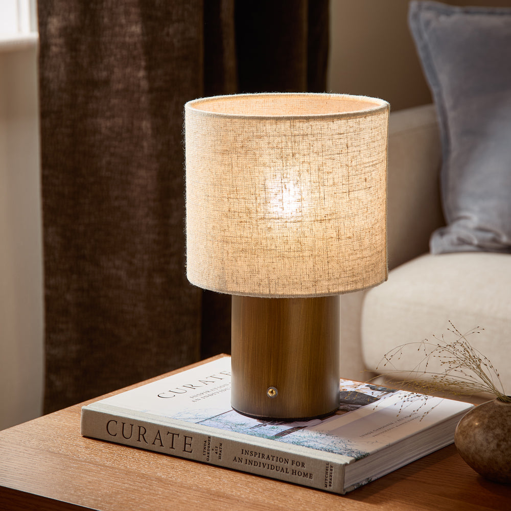 Plain Brown Lighting - Finn Rechargeable Table Lamp Aged Brass Yard