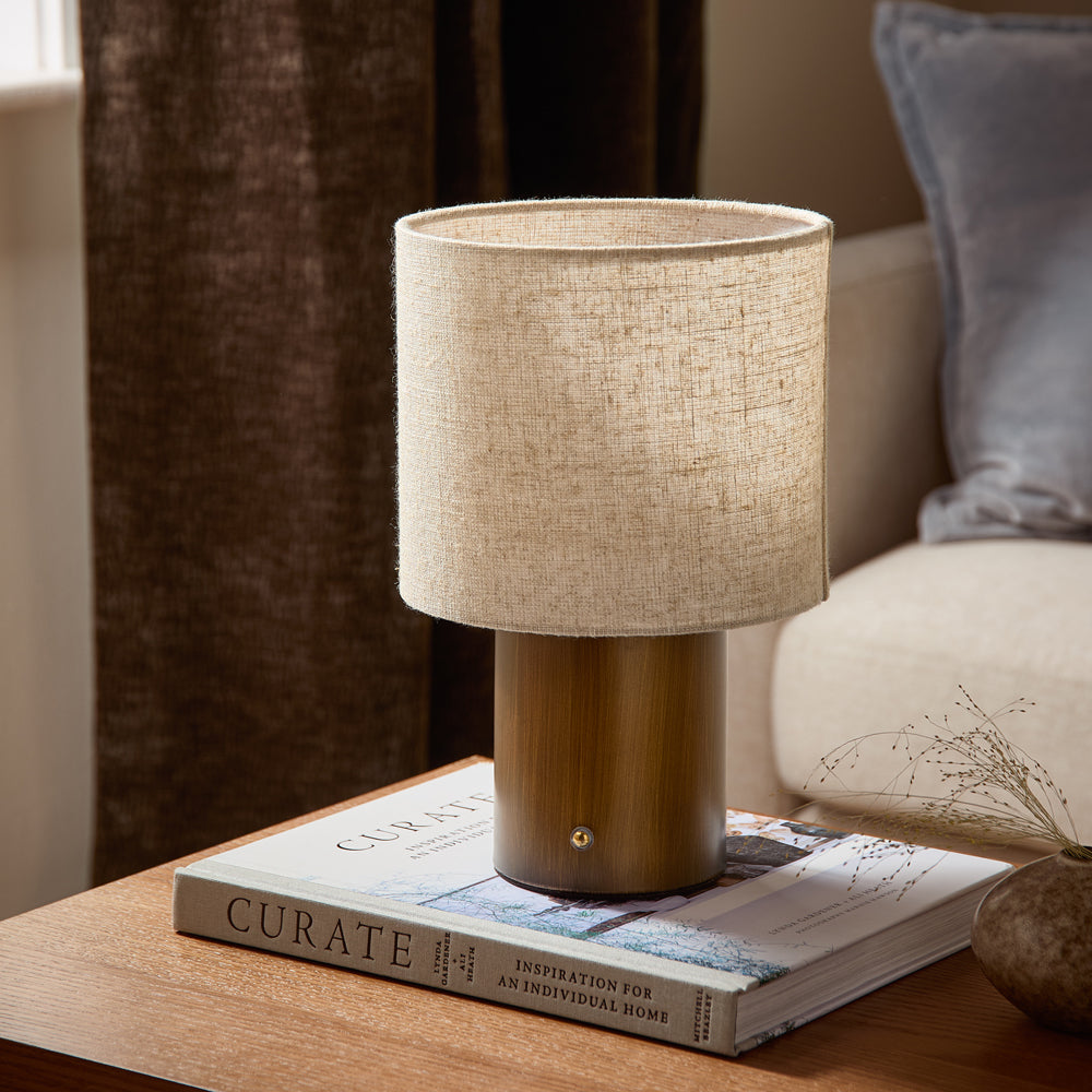 Plain Brown Lighting - Finn Rechargeable Table Lamp Aged Brass Yard