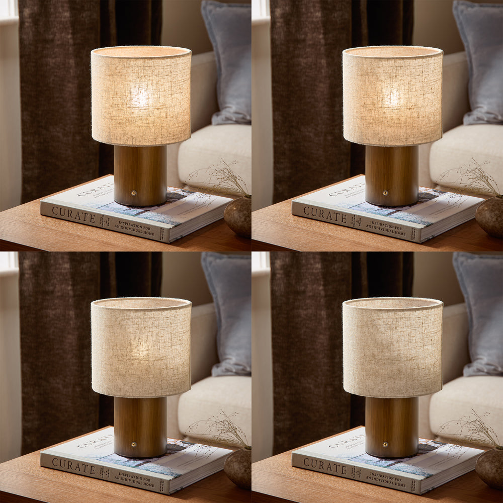 Plain Brown Lighting - Finn Rechargeable Table Lamp Aged Brass Yard