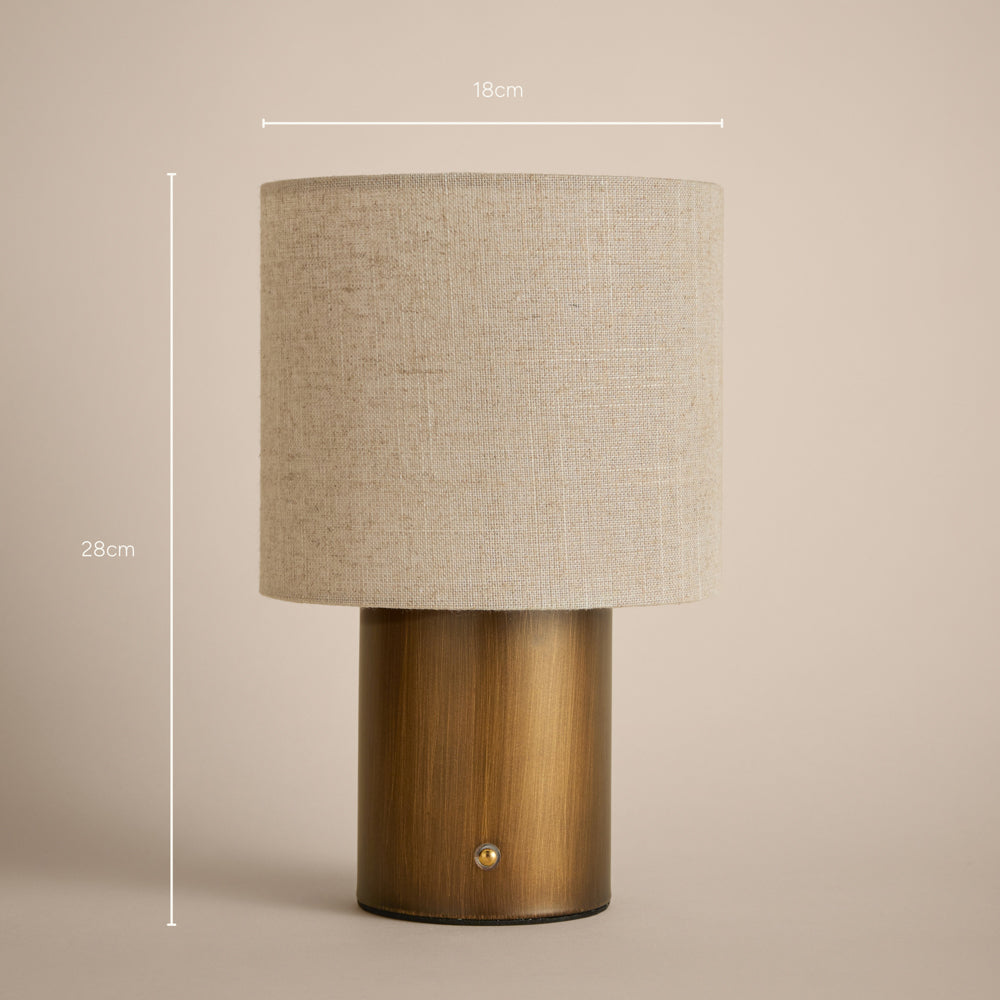 Plain Brown Lighting - Finn Rechargeable Table Lamp Aged Brass Yard
