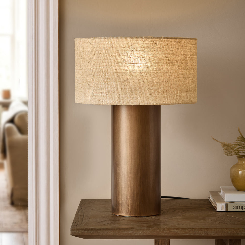 Plain Brown Lighting - Finn Tall Table Lamp Aged Brass Yard