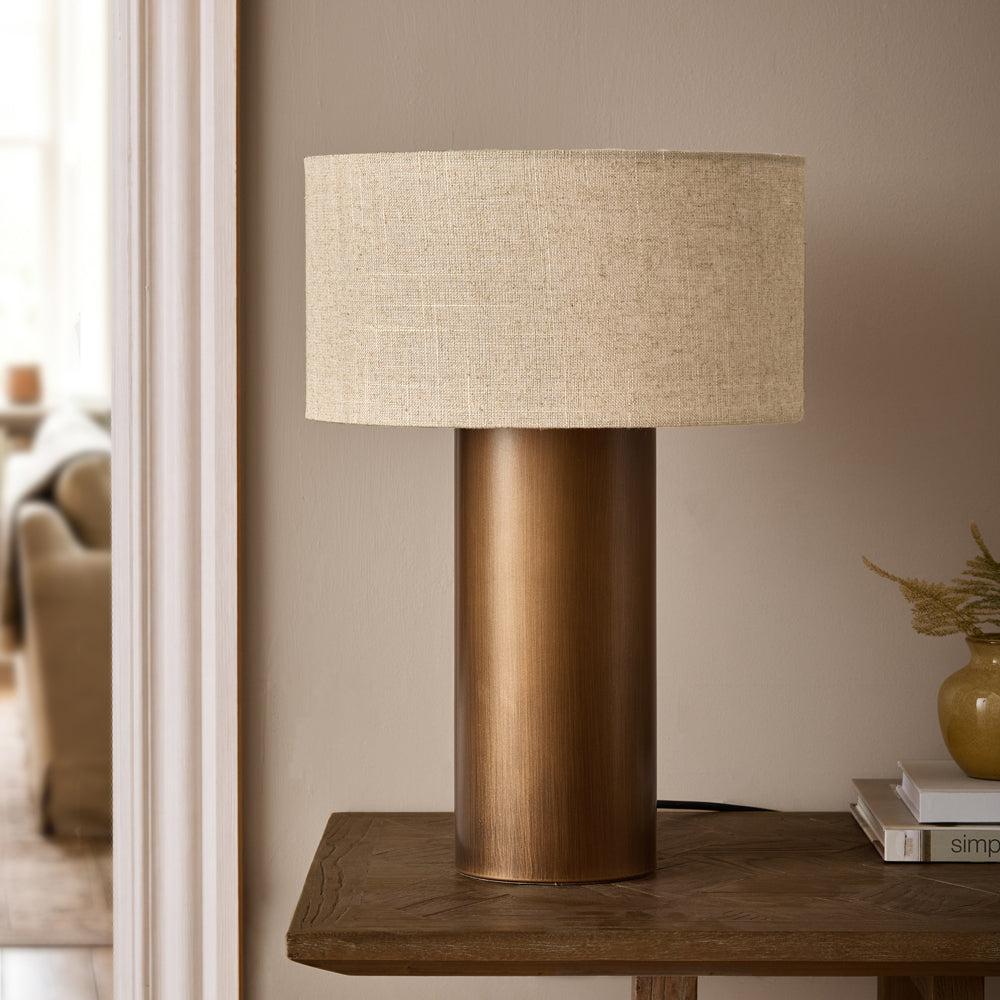 Plain Brown Lighting - Finn Tall Table Lamp Aged Brass Yard