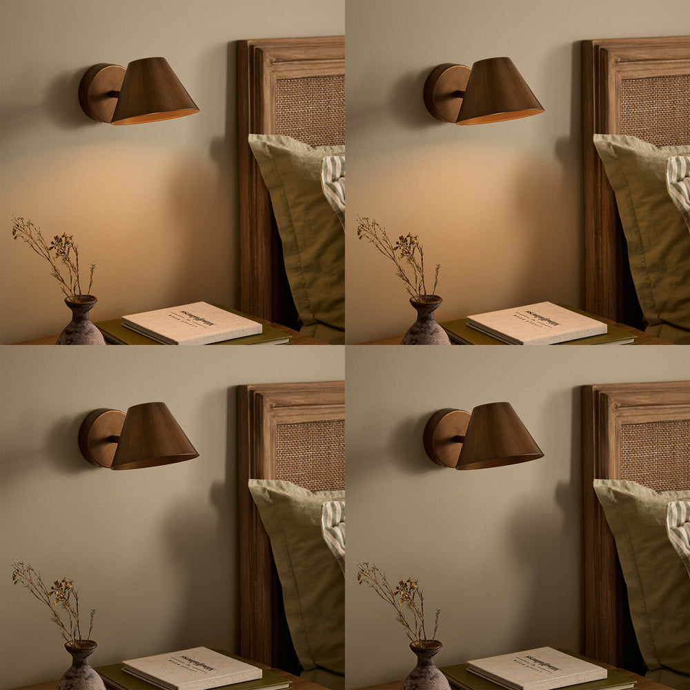 Plain Brown Lighting - Finn Wide Rechargeable Wall Light Aged Brass Yard